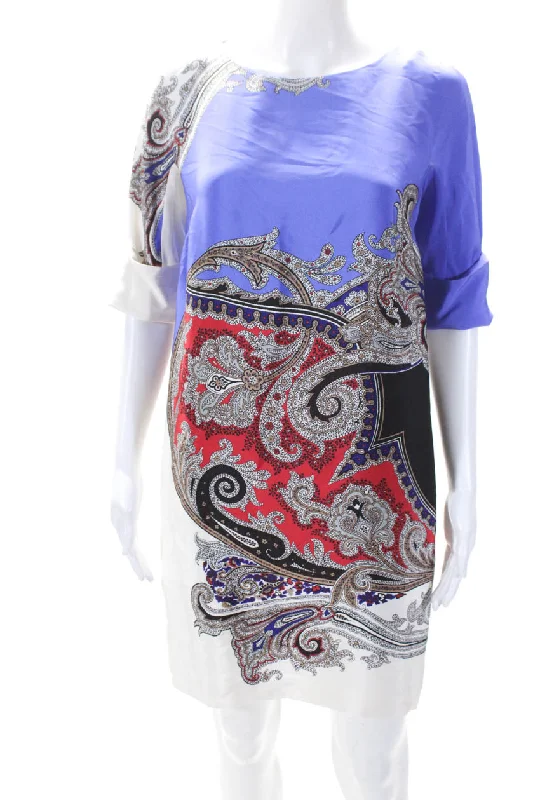 Instant Savings Etro Womens Silk Floral Print Shirt Dress Multi Colored