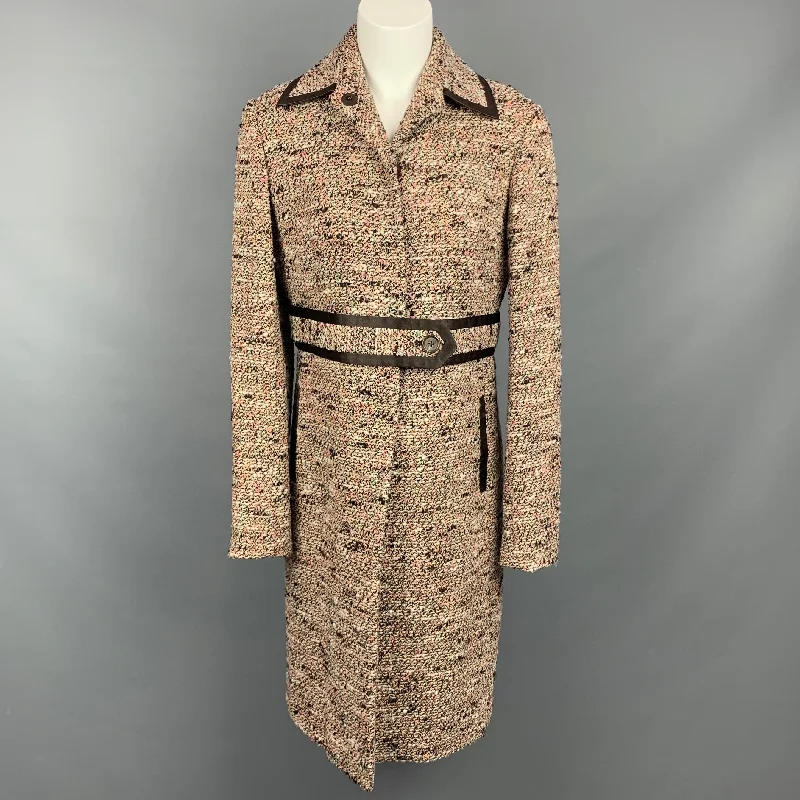 Daily Deals MONIQUE LHUILLIER Size 10 Multi-Color Tweed Wool Blend Coat