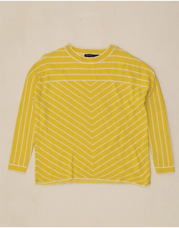 Act Fast KAREN MILLEN Womens Crew Neck Jumper Sweater UK 14 Medium Yellow Striped