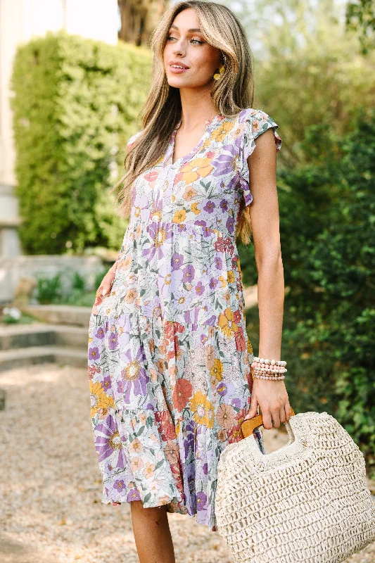 Unbeatable Prices Make It Your Own Lavender Purple Floral Tiered Dress