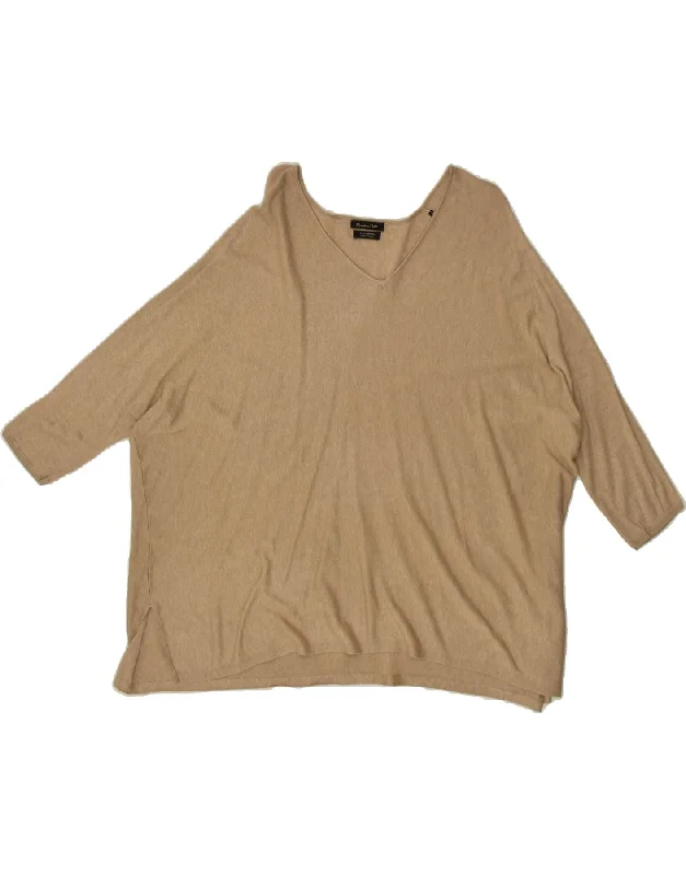 Bargain Bin MASSIMO DUTTI Womens Oversized V-Neck Jumper Sweater UK 10 Small Brown