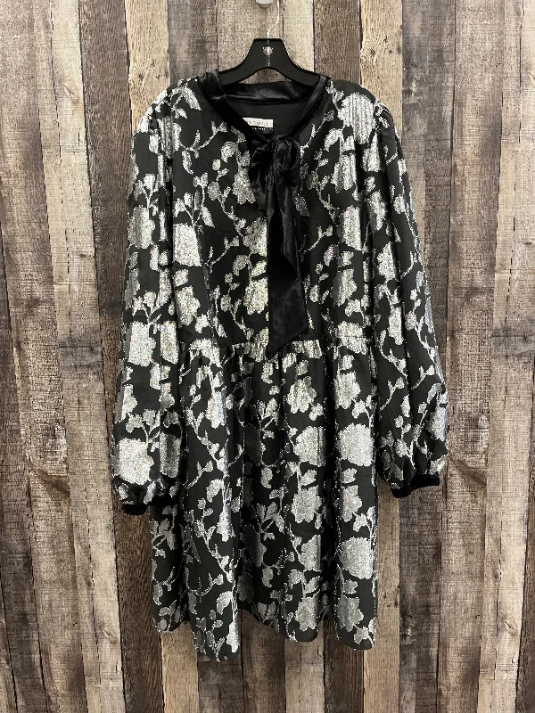 Overstock Sale Dress Party Midi By Eloquii In Black & Silver, Size: 3x