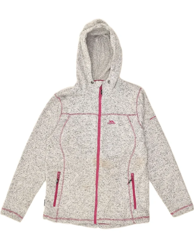 Deal Mania TRESPASS Womens Zip Hoodie Sweater UK 18 XL Grey Flecked Polyester