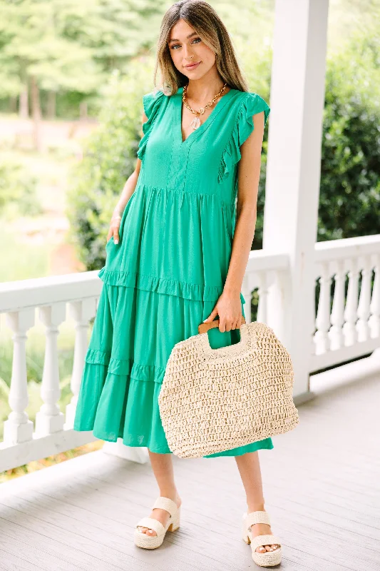 Huge Discounts Perfect Day Kelly Green Midi Dress