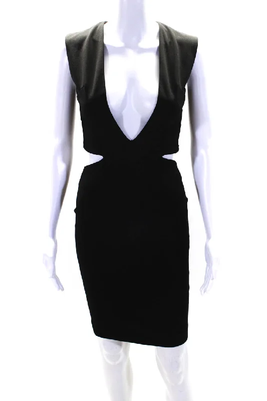 Stock Clearance Solace London Womens Black V-Neck Cut Out Zip Back Sleeveless Shift Dress