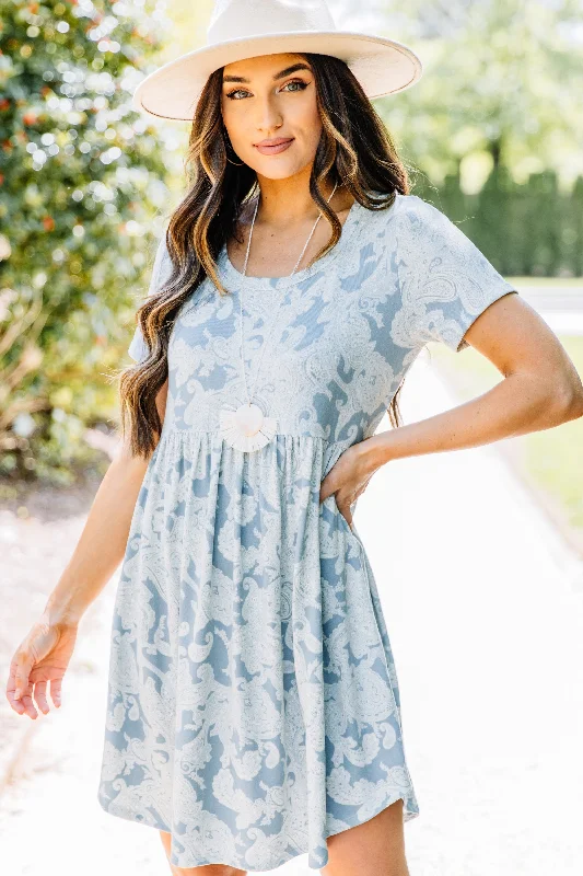 Last Chance Playful Playlist Blue Paisley Babydoll Dress