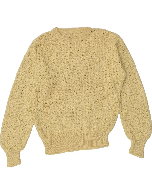 Super Sale VINTAGE Womens Crew Neck Jumper Sweater UK 18 XL Yellow Cotton