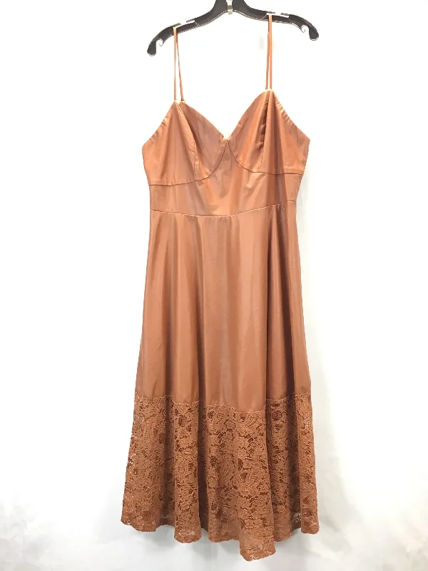 Online Only Dress Casual Midi By Shein In Brown, Size: 1x