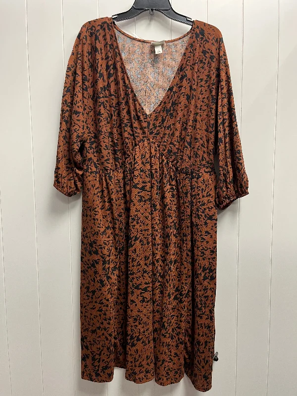 Quick Sale Dress Casual Short By Ava & Viv In Black & Brown, Size: 2x