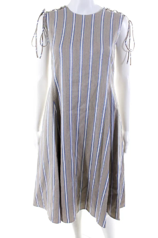 Last Chance Adeam Womens Shoulder Lacing Dress Frost Grey / Blue