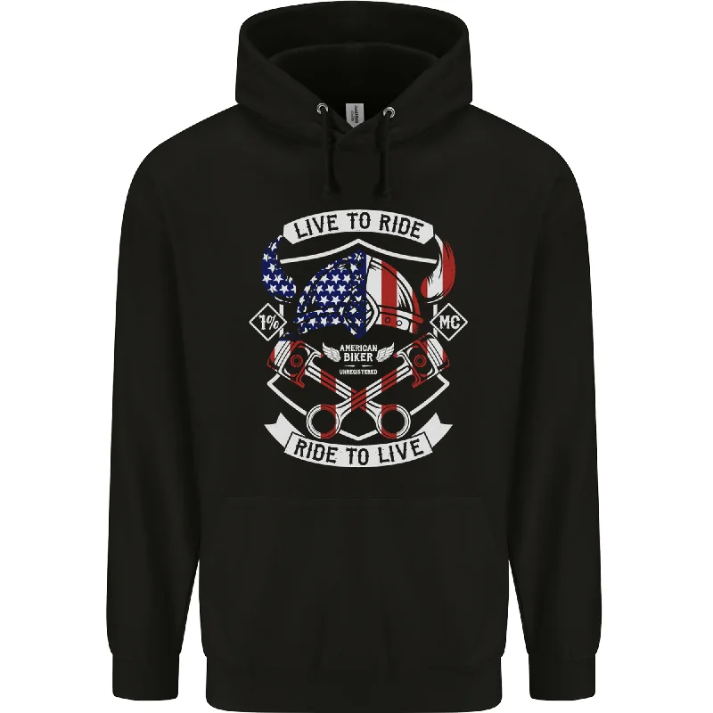 Must-Have Deals American Biker Motorbike Motorcycle USA Mens 80% Cotton Hoodie