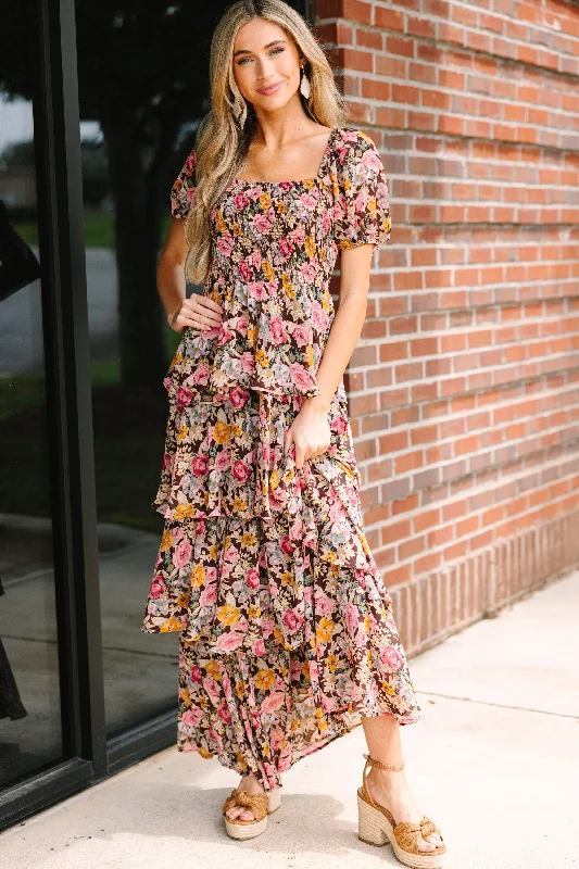 Today’s Deal Fab Days Ahead Brown Floral Maxi Dress