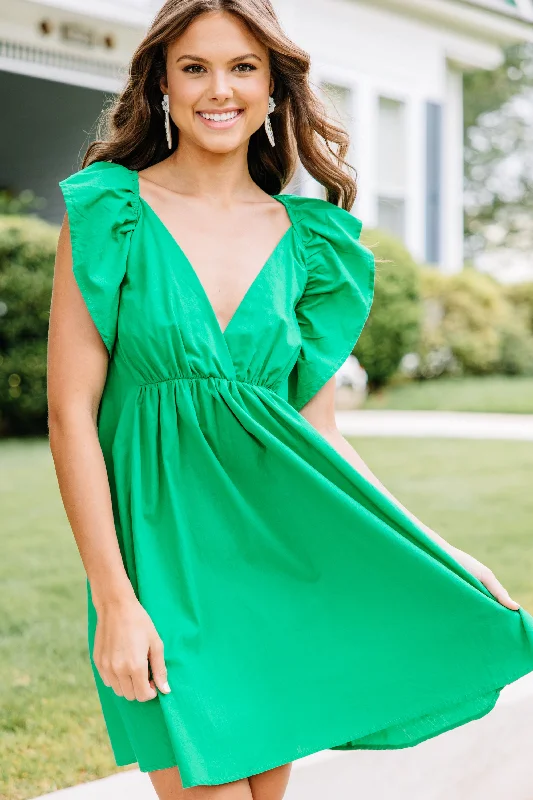 One-DAY Sale Best Days Ahead Kelly Green Ruffled Dress