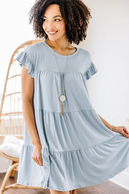 Don't Wait Living For Love Pale Blue Tiered Dress