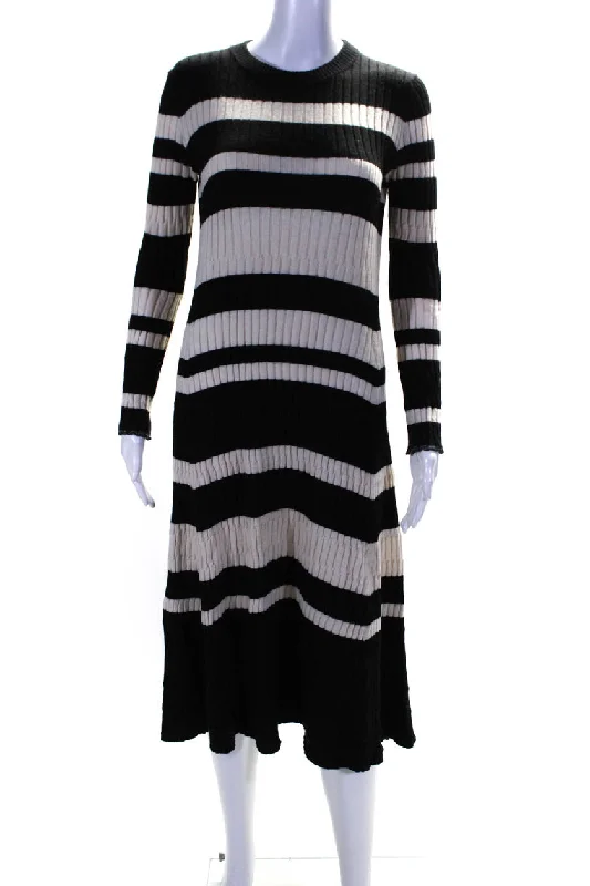 Low Prices Proenza Schouler Womens Striped Print Knitted Ribbed Sweater Dress Black Low Prices Proenza Schouler Womens Striped Print Knitted Ribbed Sweater Dress Black