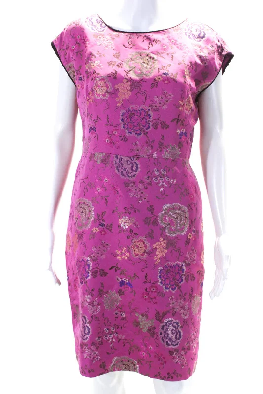 Massive Deals Etro Womens Sleeveless Round Neck Floral Knee Length Pencil Dress Pink Massive Deals Etro Womens Sleeveless Round Neck Floral Knee Length Pencil Dress Pink