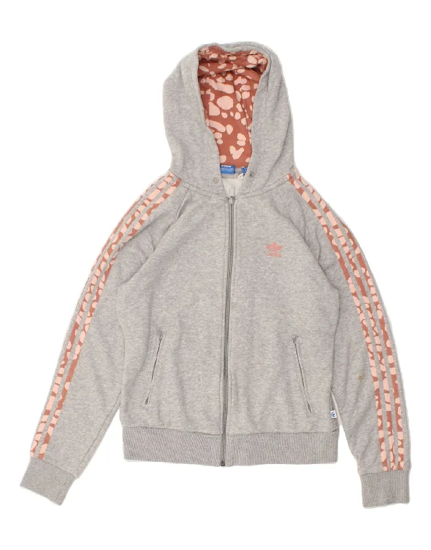 Mega Sale ADIDAS Womens Zip Hoodie Sweater UK 12 Medium  Grey Cotton