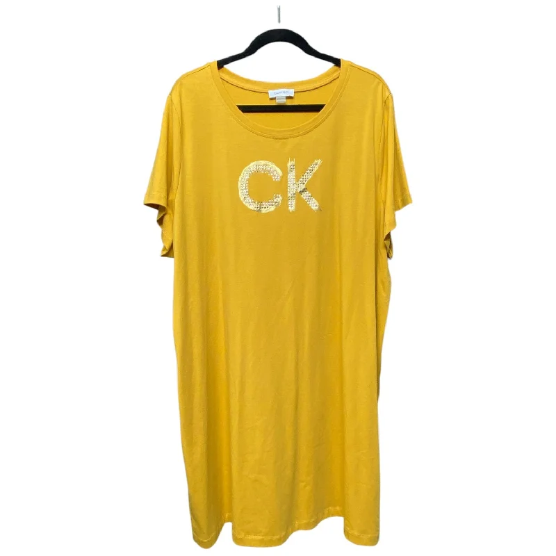 Year-End Sale Dress Casual Short By Calvin Klein In Yellow, Size: 2x