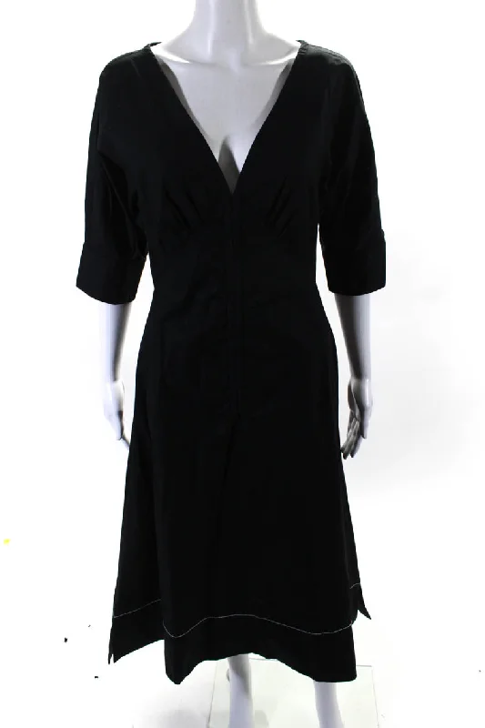 Doorbuster Deal Proenza Schouler Womens V Neck Dolman Sleeve Poplin Midi Dress Black Doorbuster Deal Proenza Schouler Womens V Neck Dolman Sleeve Poplin Midi Dress Black