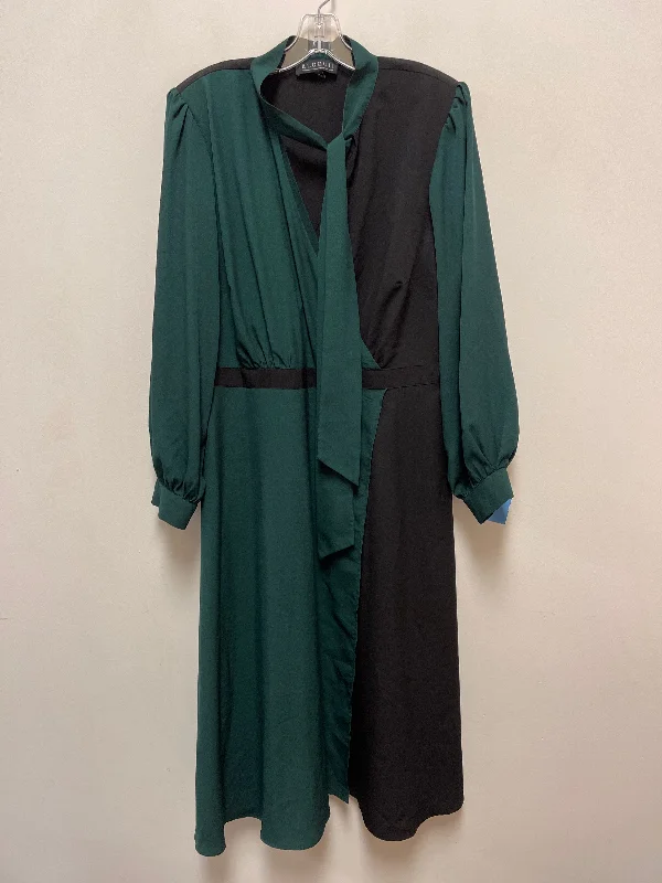 Can't Miss Dress Casual Maxi By Eloquii In Black & Green, Size: 1x