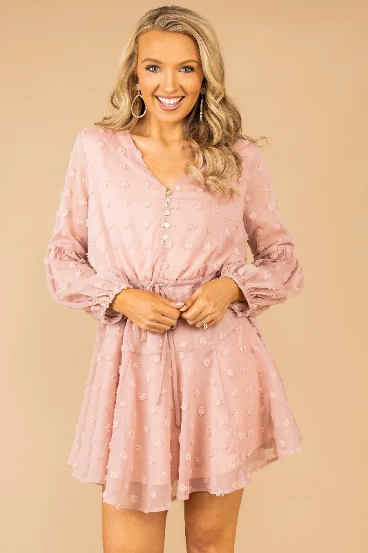 Price Reduction Make It Sweet Blush Pink Swiss Dot Dress