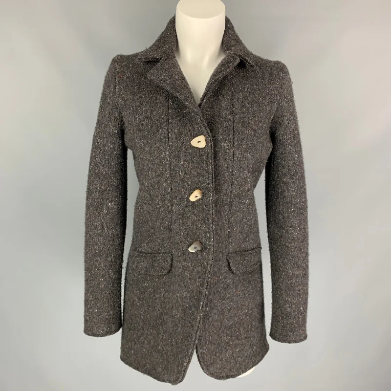 Exclusive Offers LANA BILZERIAN Size M Brown Heather Wool / Cashmere Coat