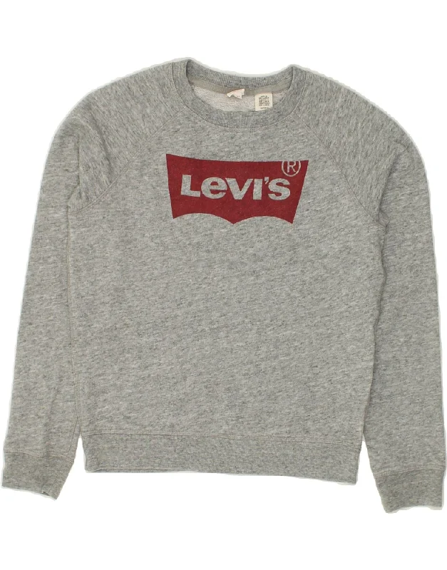 Big Savings LEVI'S Womens Loose Fit Graphic Sweatshirt Jumper UK 6 XS Grey Cotton