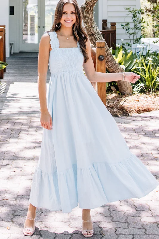 Holiday Sale Easy Love Light Blue Smocked Maxi Dress