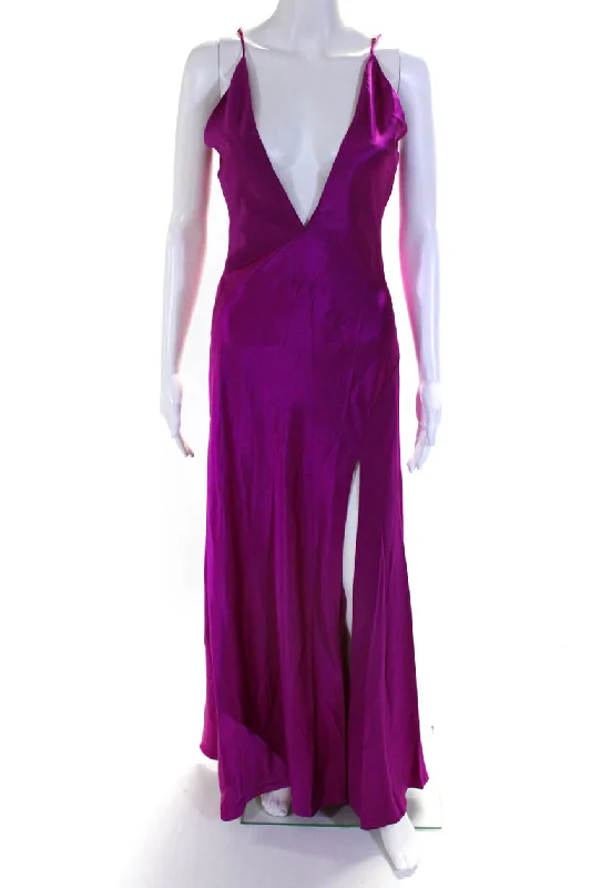 Discount Deals Sergio Hudson Womens Zigzag Seamed Gown - Magenta