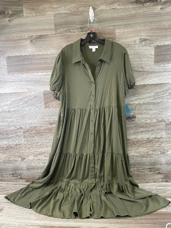 Big Discounts Dress Casual Midi By Liz Claiborne In Green, Size: Xxl