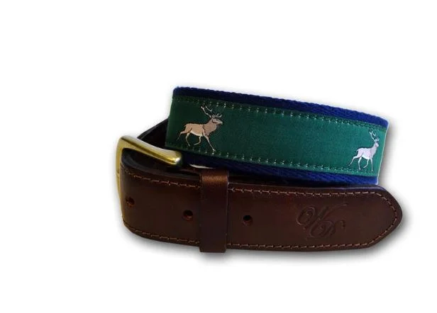 Daily Deals Stag Canvas and Leather Belt - Navy