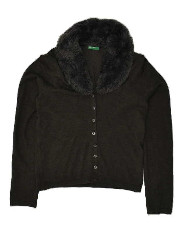 Today’s Deal BENETTON Womens Cardigan Sweater UK 14 Large Grey Wool