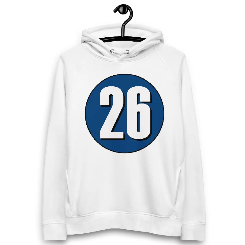 Markdowns Unisex pullover hoodie: White on Navy Blue 26