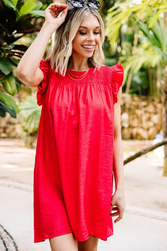 Fantastic Offers Longing For Love Cherry Red Ruffled Dress