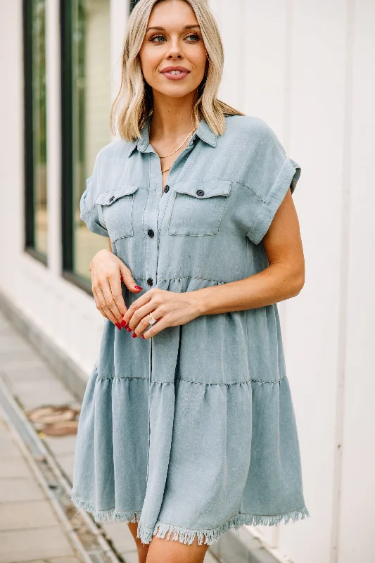 Don't Wait Spring Sass Light Denim Hand Dyed Dress