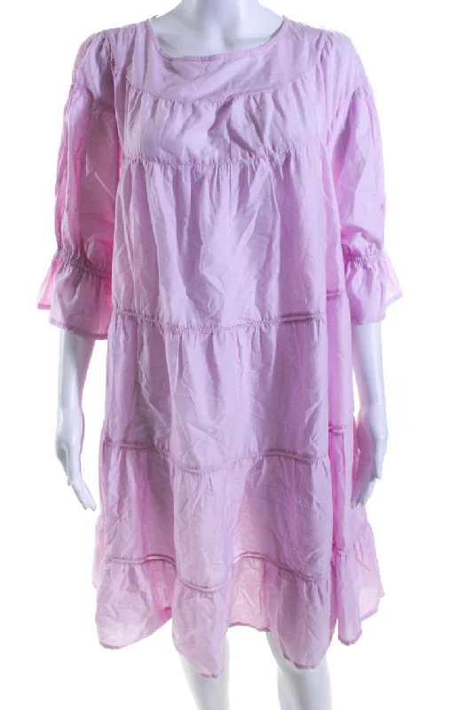 Lowest Prices Merlette Womens Short Sleeve Tiered Crew Neck Swing Dress Light Pink