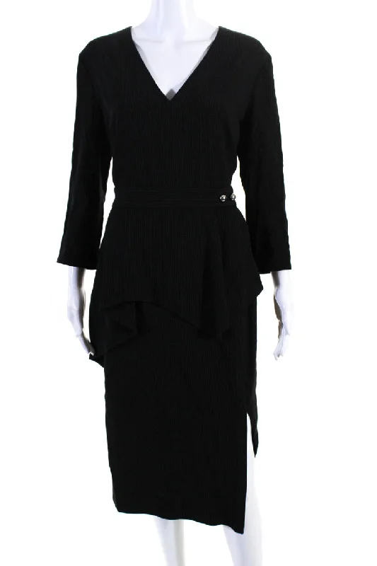 Incredible Offers Jason Wu Womens Pinstriped V-Neck Dress Black