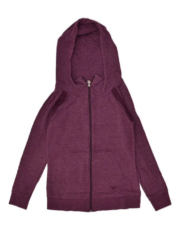 Clearance Sale ROXY Womens Zip Hoodie Sweater UK 10 Small Purple Cotton