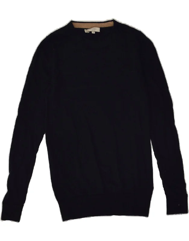 Price Reduction HOBBS Womens Crew Neck Jumper Sweater UK 4 XS Navy Blue Merino Wool