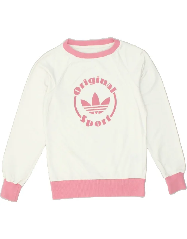 Price Blitz ADIDAS Womens Graphic Sweatshirt Jumper IT 42 Medium White Cotton