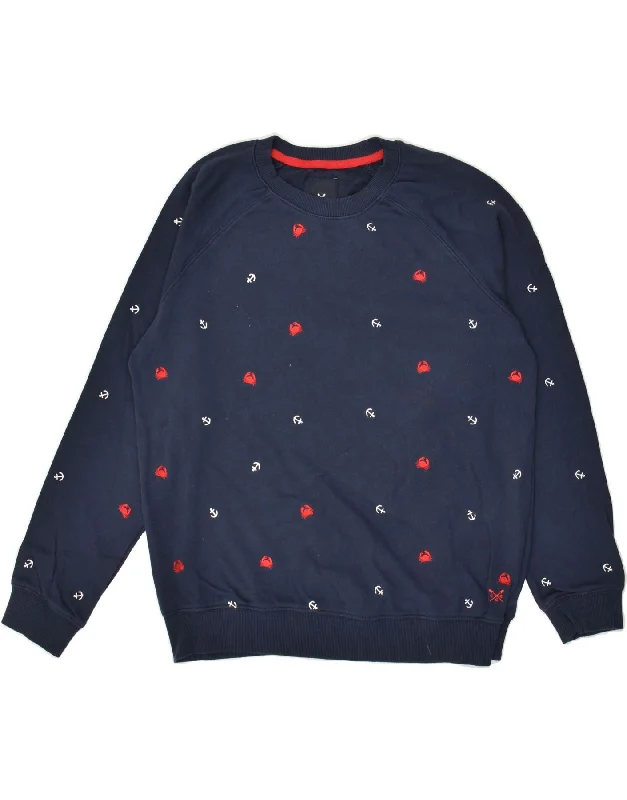 Year-End Sale CREW CLOTHING Womens Sweatshirt Jumper UK 12 Medium Navy Blue Cotton