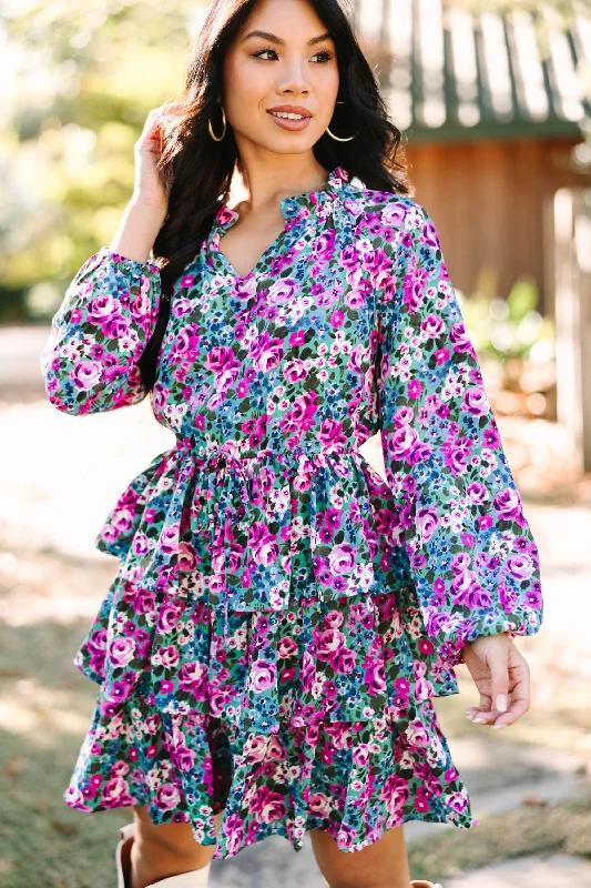 Huge Savings Let's Talk Green Floral Dress