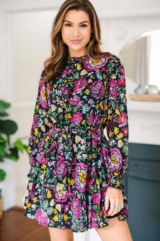 Price Meltdown Fate: Stick With It Black Floral Dress