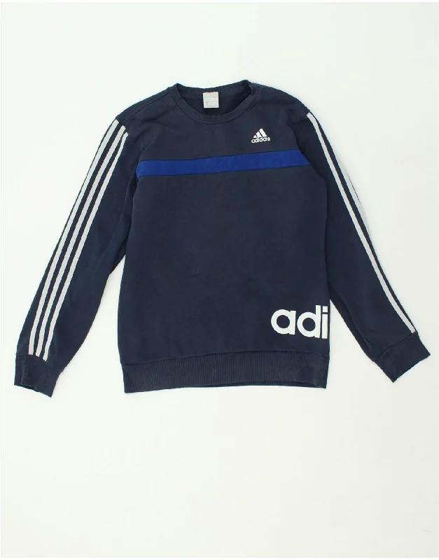 Special Buy ADIDAS Womens Graphic Sweatshirt Jumper UK 10 Small Navy Blue Cotton