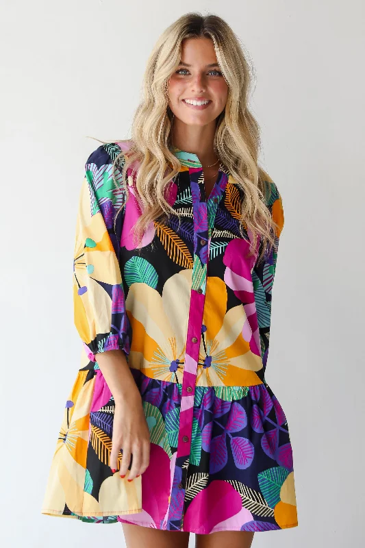 Special Savings FINAL SALE - Exemplary Charm Multicolored Floral Mini Dress