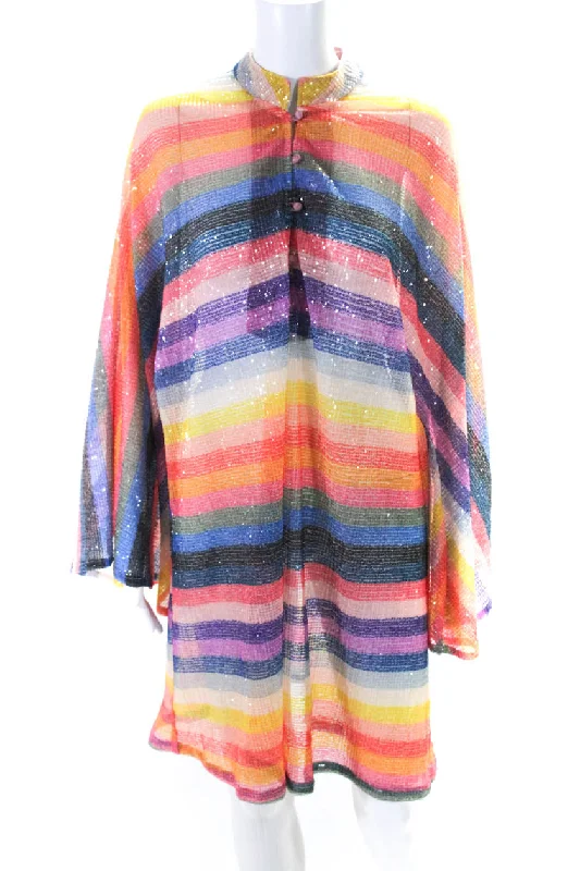 Don't Wait La Vie Style House Womens Long Sleeve Sequin Striped Dress Multicolored One Don't Wait La Vie Style House Womens Long Sleeve Sequin Striped Dress Multicolored One
