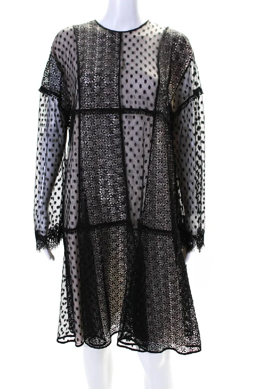 Get It Before It’s Gone Giamba Womens Lace Crochet Long Sleeves Midi Dress Black