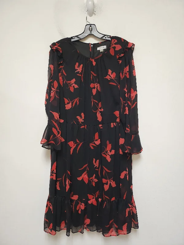 Best Bargains Dress Casual Midi By Calvin Klein In Black & Red, Size: Xl