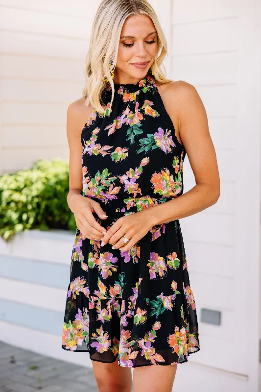 Massive Deals Without You Black Floral Dress