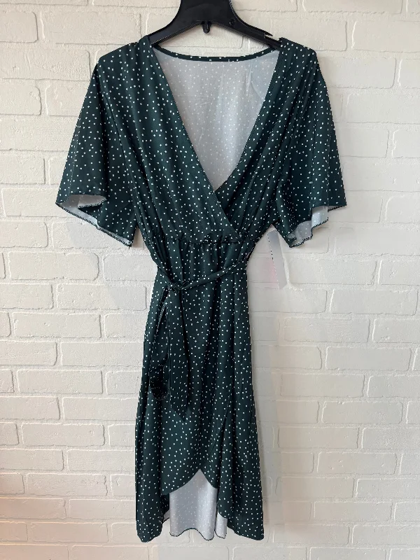 Year-End Sale Dress Casual Midi By Cme In Green & White, Size: 3x